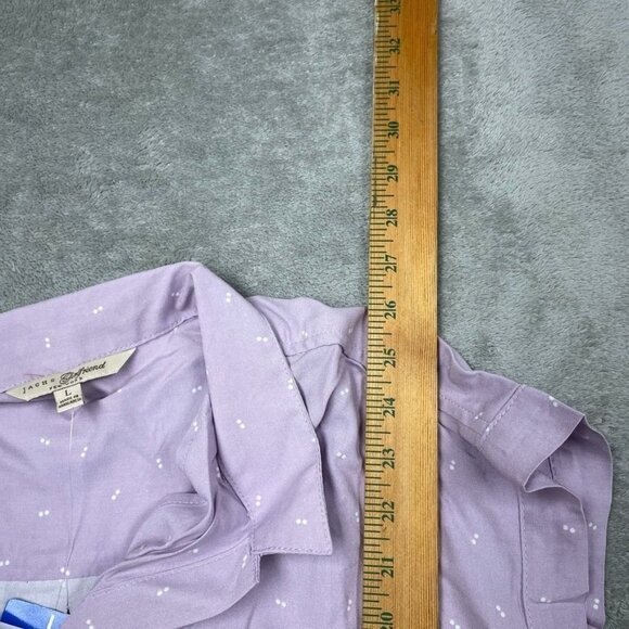 Jachs Girlfriend Lavender Sleeveless Button-Up Shirt L Polka Dot Print a1519 - Picture 4 of 8